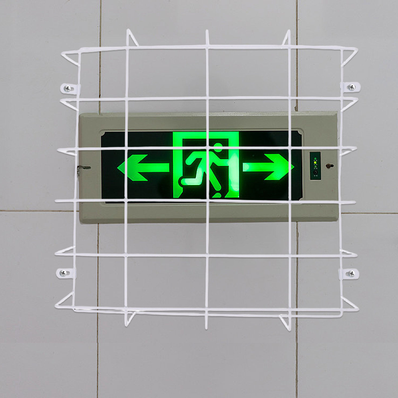 Emergency Exit Sign - Cage en treillis métallique mural pour